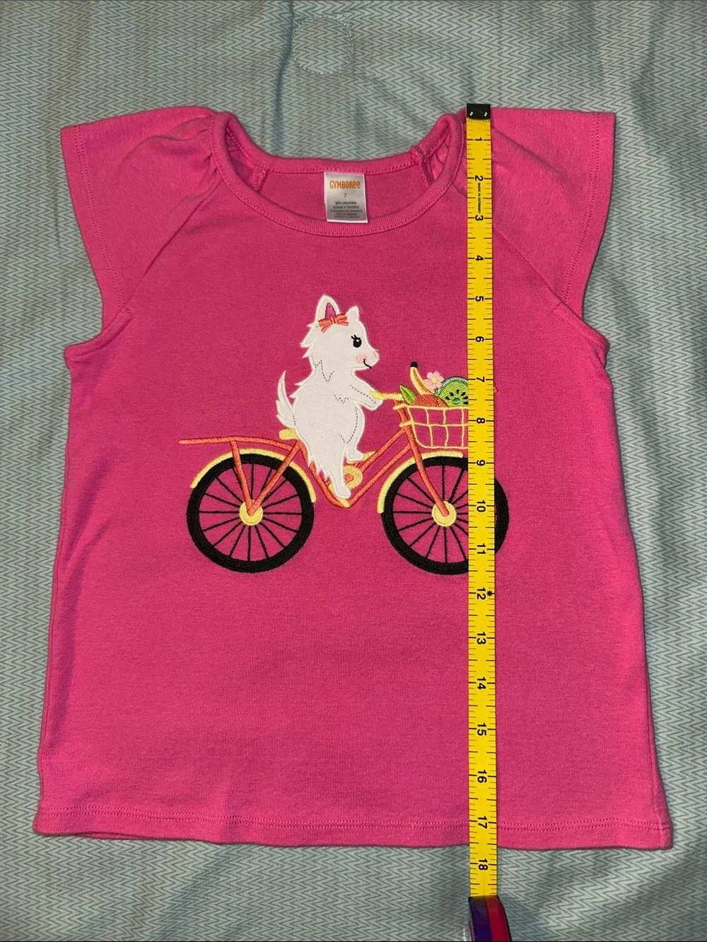 Gymboree Hot Pink Top with Dog on Bicycle Embroidery